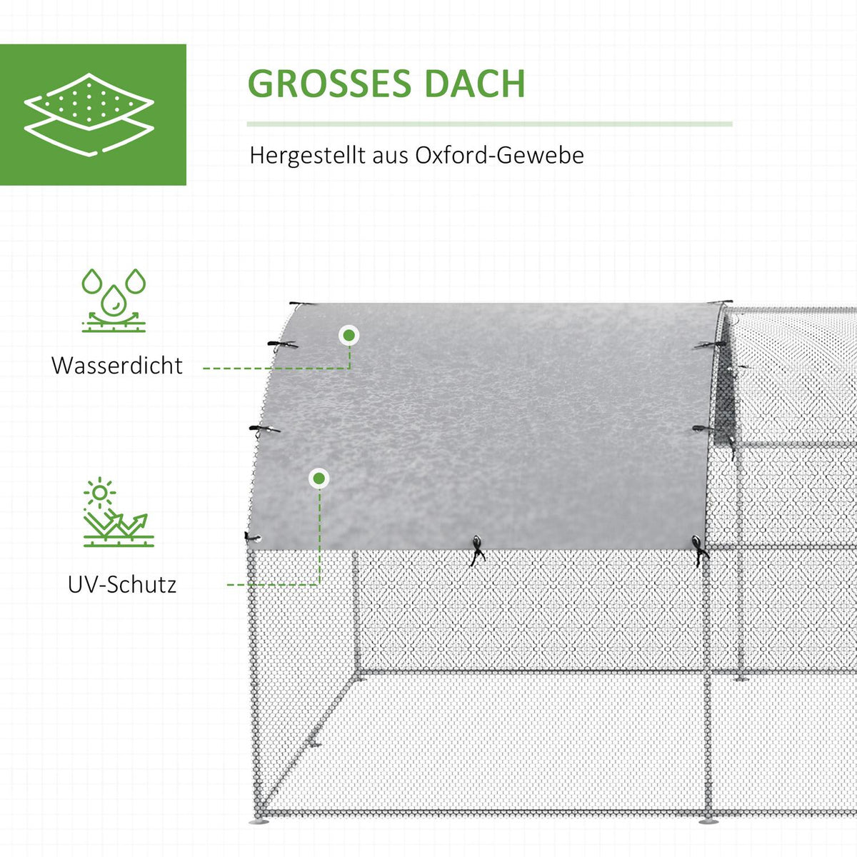 Chicken Coop Xxl Outdoor Poultry Coop For 12-18 Chickens, With Shade Roof & Lock, Zinc/Steel, 280X570X197Cm