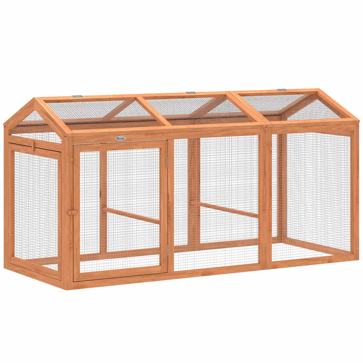 Chicken Coop with Perch, Double Doors, Wood & Metal, 156x70.5x84 cm