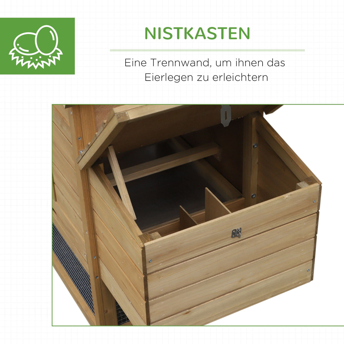 Chicken Coop with Run, Wood, 2 Levels, Nesting Box