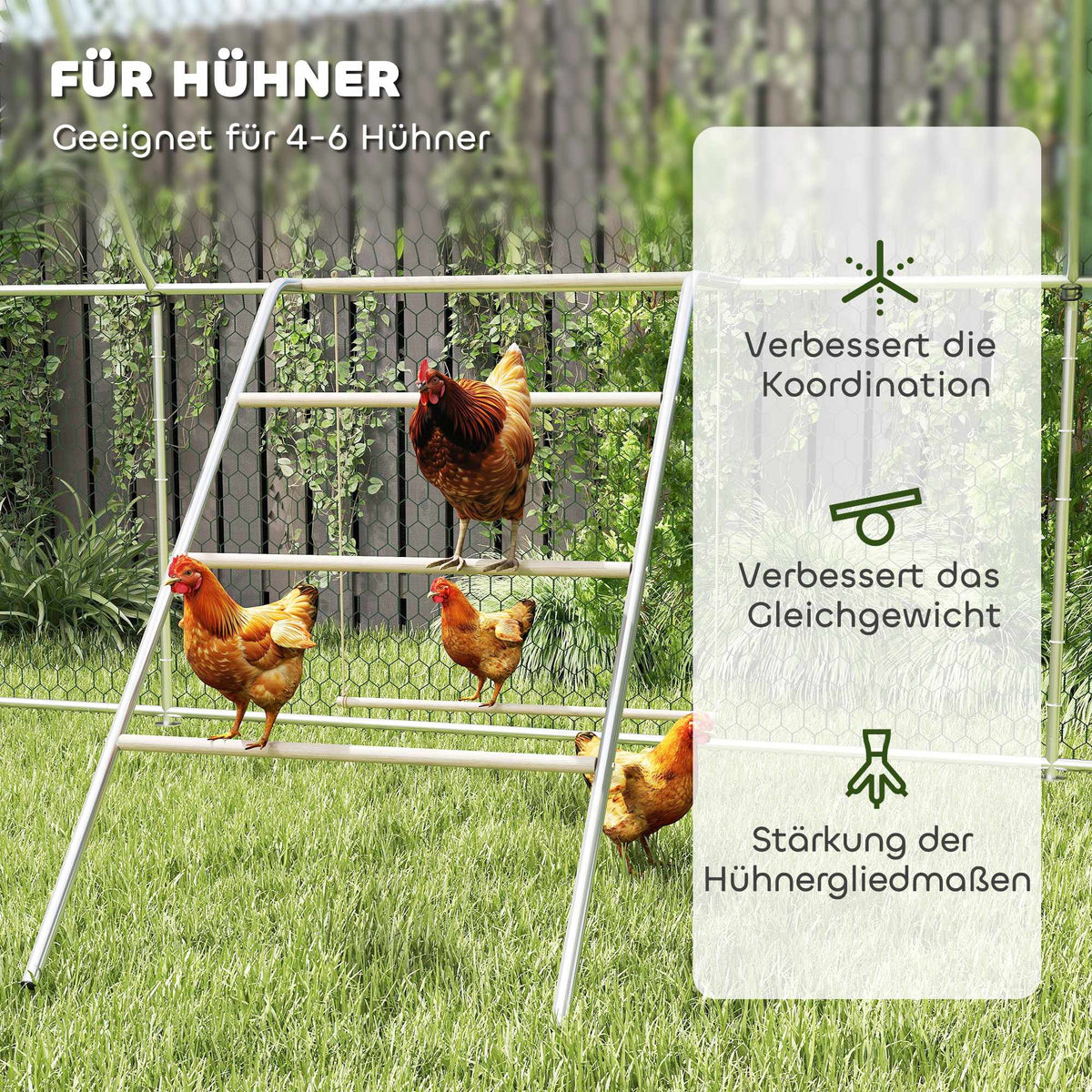 Chicken Playground with Adjustable Swing, 4 Perches, 82x150x110 cm