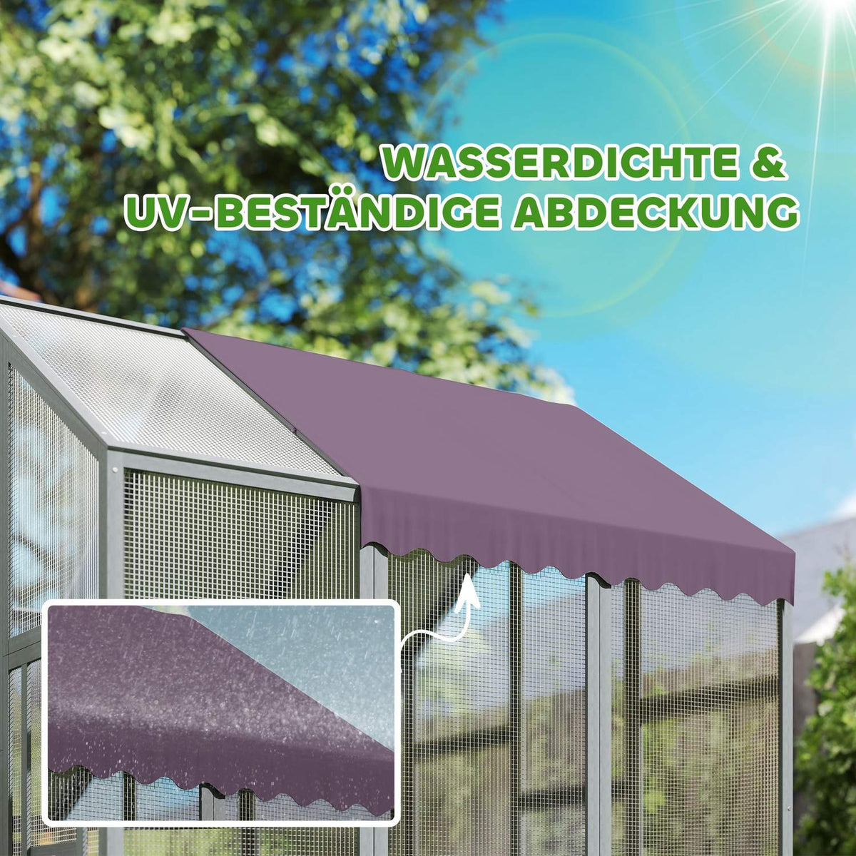 Chicken coop outdoor enclosure 1.7x1.8x1.8 m outdoor enclosure with lock fir wood chicken house with waterproof, anti-UV roof outdoor poultry coop for chicken cage, 6-8 chickens, ducks, rabbits, gray