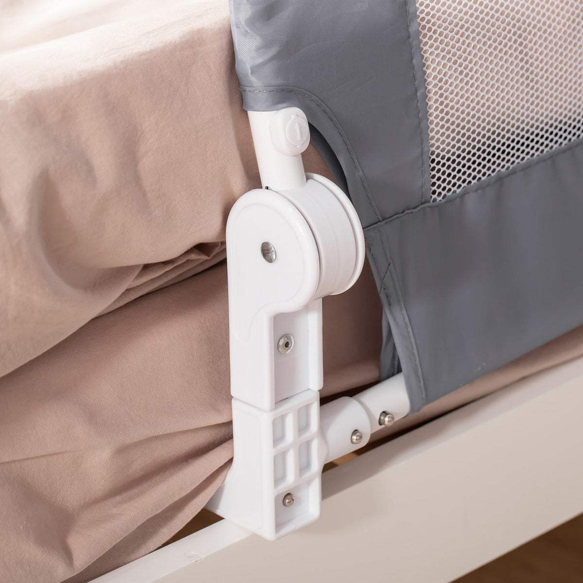 Children'S Bed Rail 120Cm Bed Guard, Fall Protection, Removable, Metal & Oxford Fabric, Grey