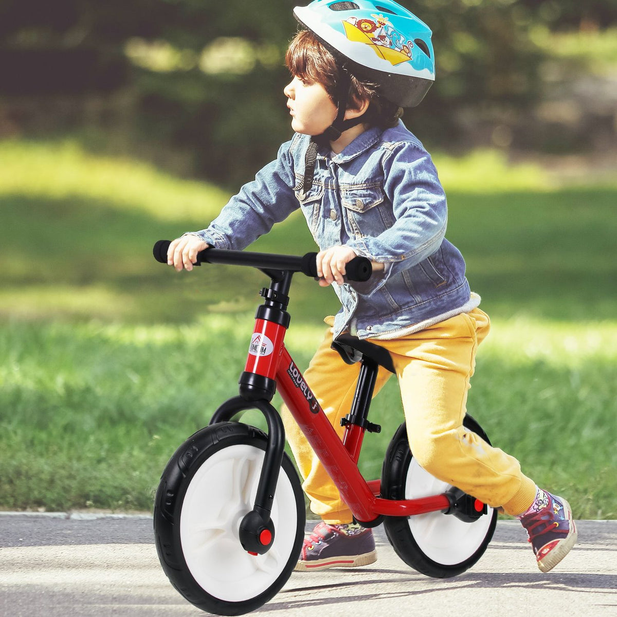 Children'S Bicycle Balance Bike With Training Wheels And Pedals, 2-5 Years, Seat Height Adjustable, Pp, Red