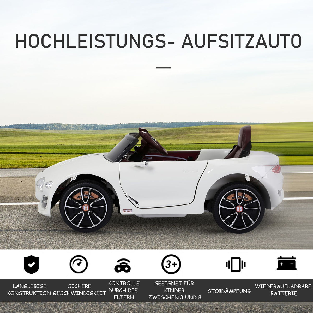 Children'S Car Children'S Vehicle Electric Car Bentley Gt Licensed With Remote Control 2 X 390 Motors White 108 X 60 X 43 Cm