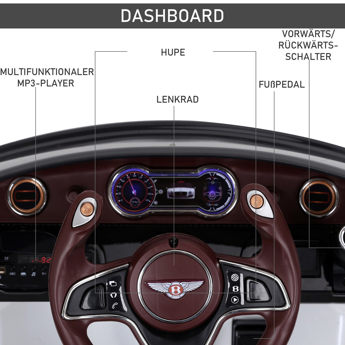 Children'S Car Children'S Vehicle Electric Car Bentley Gt Licensed With Remote Control 2 X 390 Motors White 108 X 60 X 43 Cm