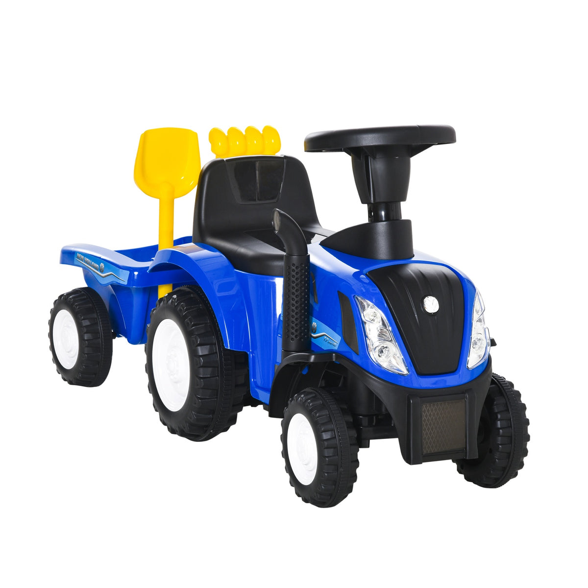Children'S Car Children'S Vehicle Ride-On Car New Holland Ride-On Vehicle Classic Car Walking Aid With Horn Plastic Metal Blue