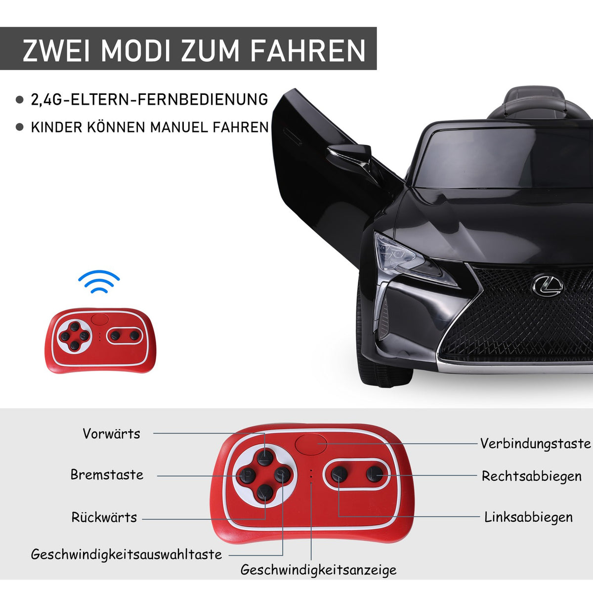 Children'S Car Children'S Vehicle The Officially Licensed Ride-On Lexus Lc500 For 3-6 Years Electric Car With 2.4G Remote Control Mp3/Usb Light Music