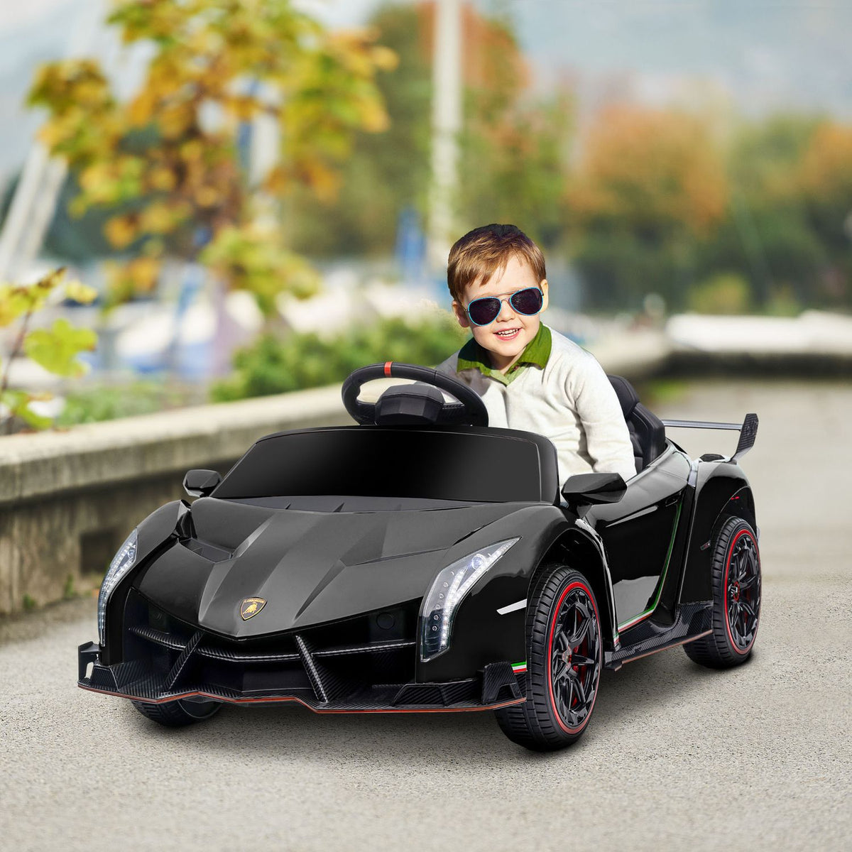 Children'S Electric Car 12V Children'S Car With Display, Remote Control, Children'S Vehicle With Bluetooth, Electric Vehicles With Music Function, Children'S Vehicle, For 3-6 Years Children, 3-7 Km/H, Black