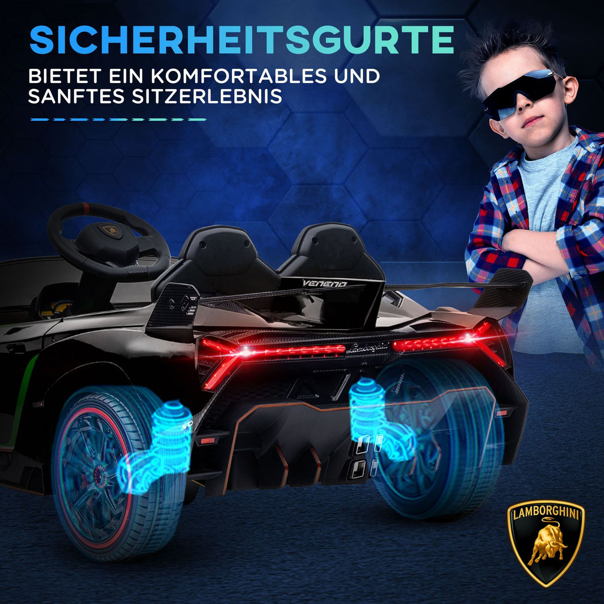 Children'S Electric Car 12V Children'S Car With Display, Remote Control, Children'S Vehicle With Bluetooth, Electric Vehicles With Music Function, Children'S Vehicle, For 3-6 Years Children, 3-7 Km/H, Black