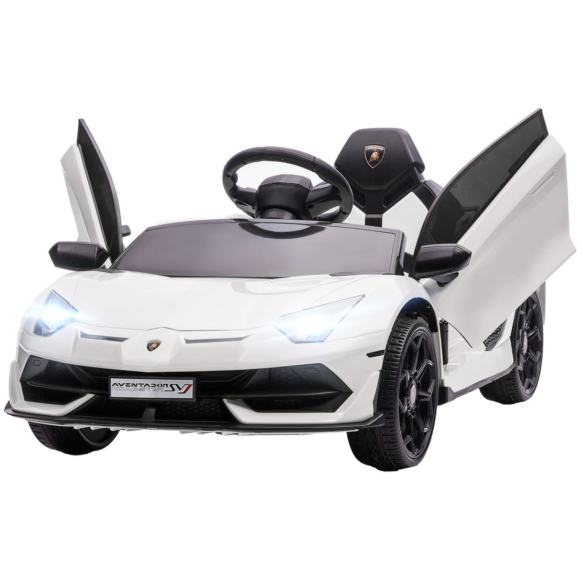 Children'S Electric Car 12V Electric Vehicle With 2.4G Remote Control, Mp3 Player, Horn, Light, For 3-5 Years, White