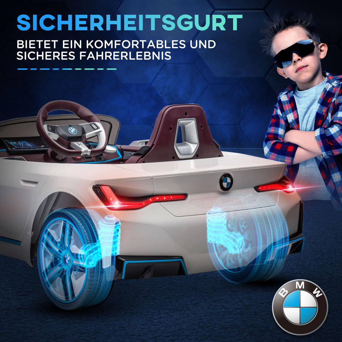 Children'S Electric Car, Electric Vehicles With Remote Control, Children'S Car With Headlights, Electric Children'S Vehicle With Mp3 Player, 3-5 Km/H