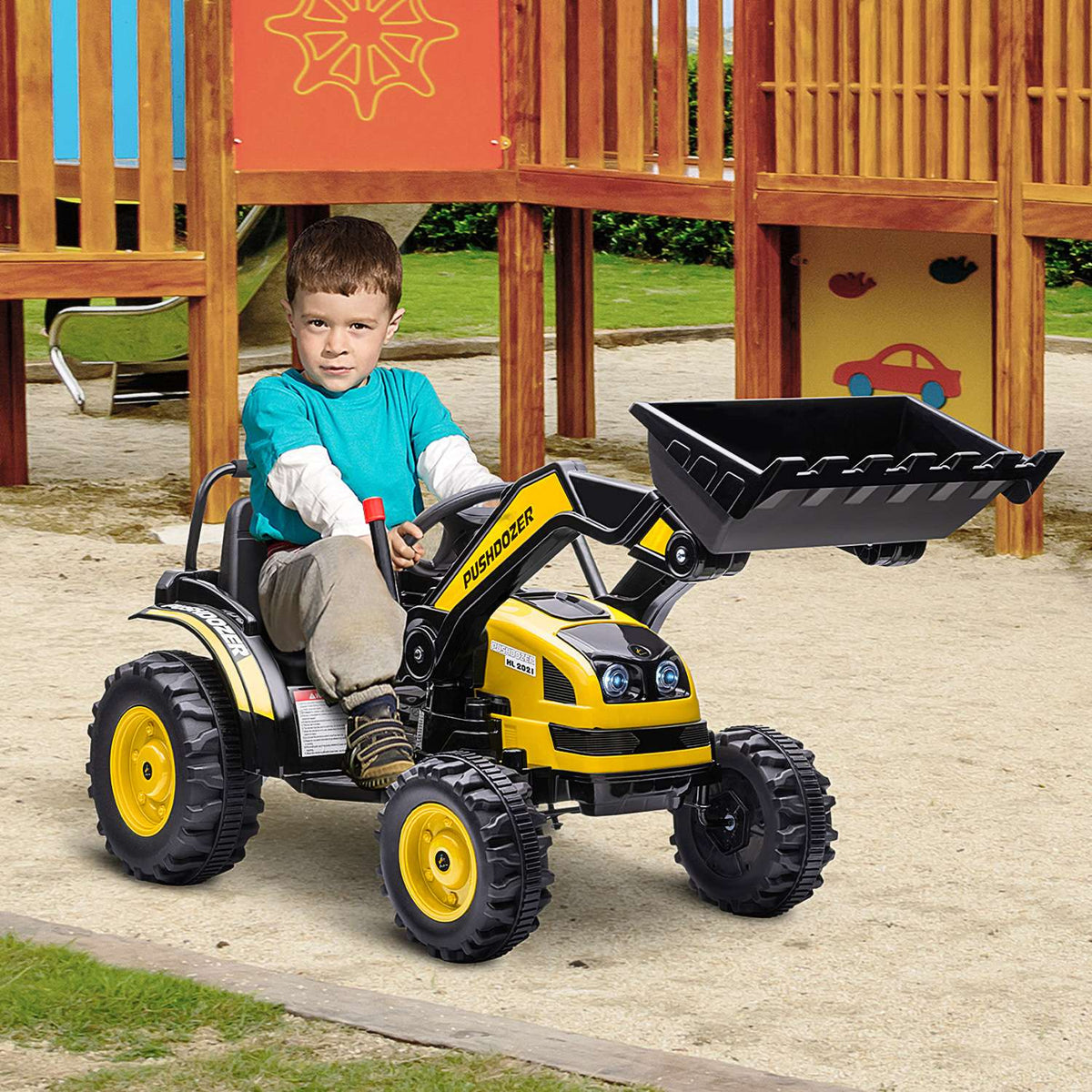 Children'S Electric Excavator Seated Excavator, Ride-On Excavator, With Music And Shovel Arms, 3-5 Years