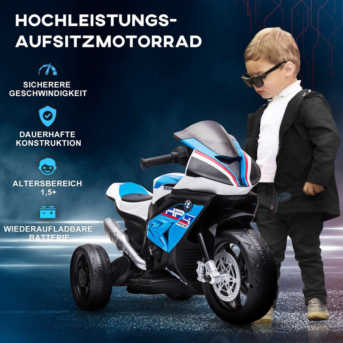 Children'S Electric Motorcycle Children'S Motorcycle 6V Electric Vehicle Electric Tricycle Children'S Vehicle With 3 Music Modes 2.5Km/H Electric Motorcycle From 18 Months