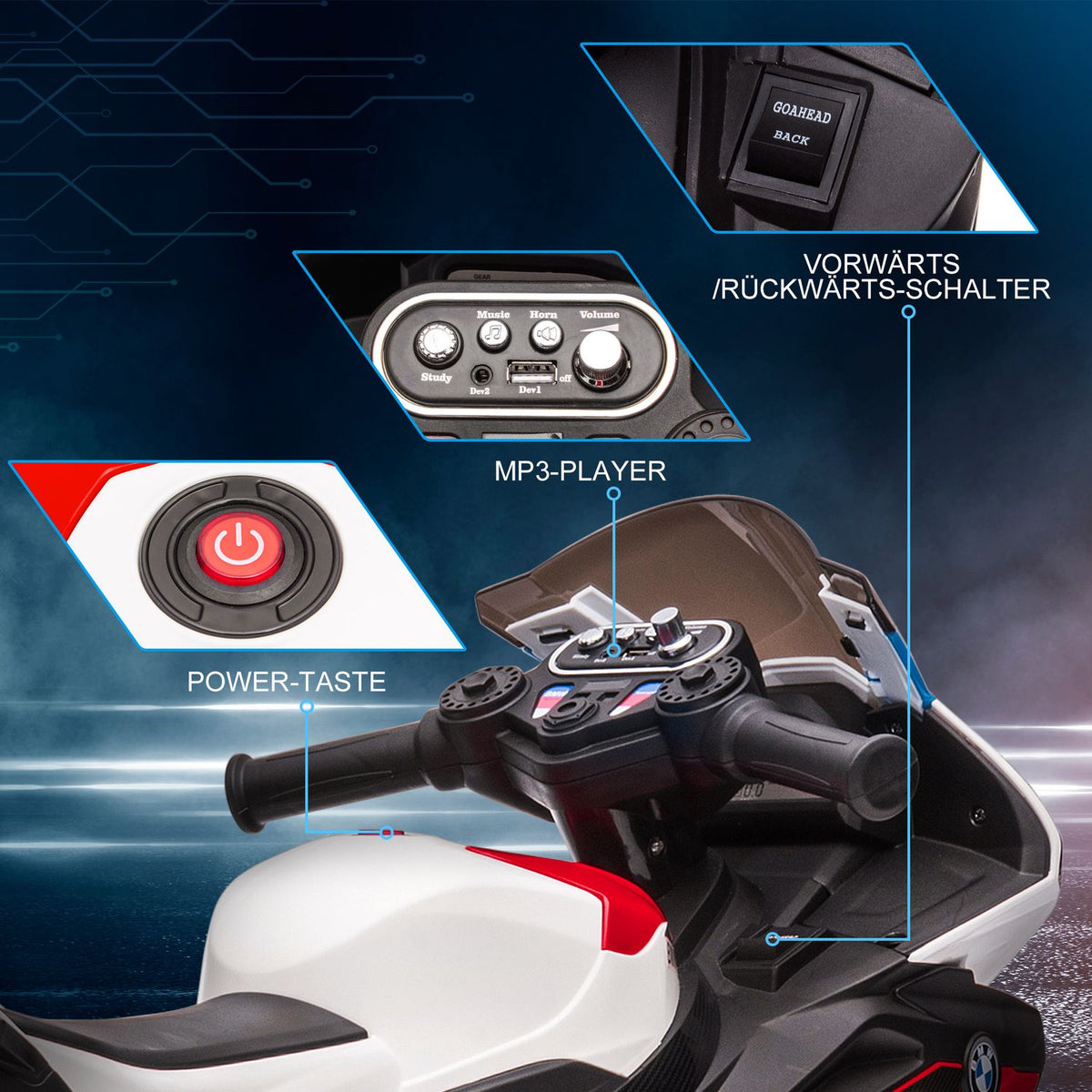 Children'S Electric Motorcycle Children'S Motorcycle 6V Electric Vehicle Electric Tricycle Children'S Vehicle With 3 Music Modes 2.5Km/H From 18 Months Pp Metal Red