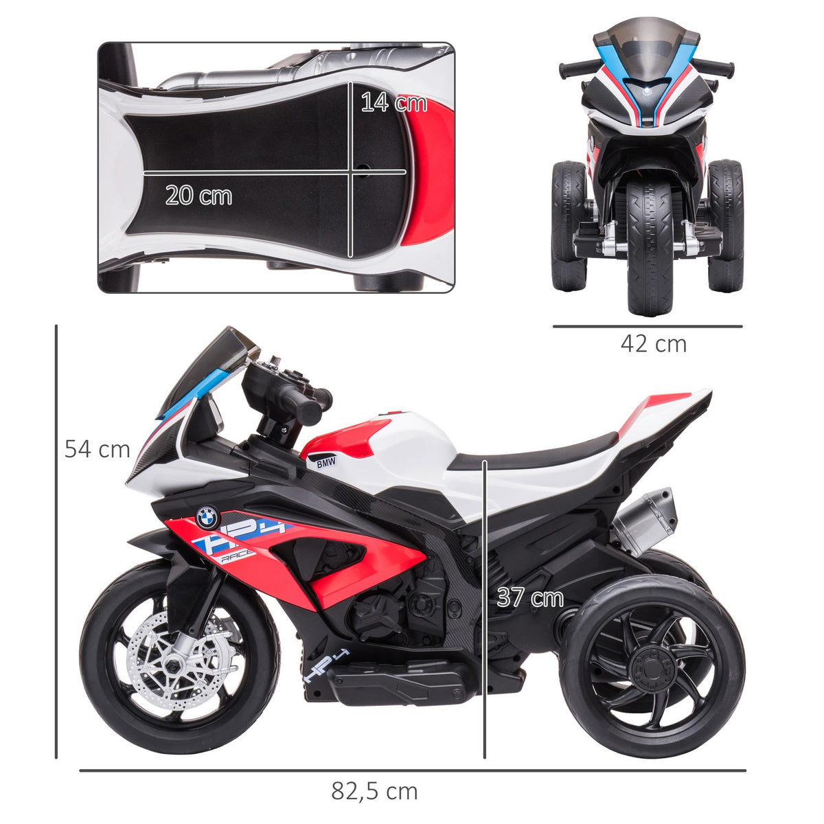 Children'S Electric Motorcycle Children'S Motorcycle 6V Electric Vehicle Electric Tricycle Children'S Vehicle With 3 Music Modes 2.5Km/H From 18 Months Pp Metal Red