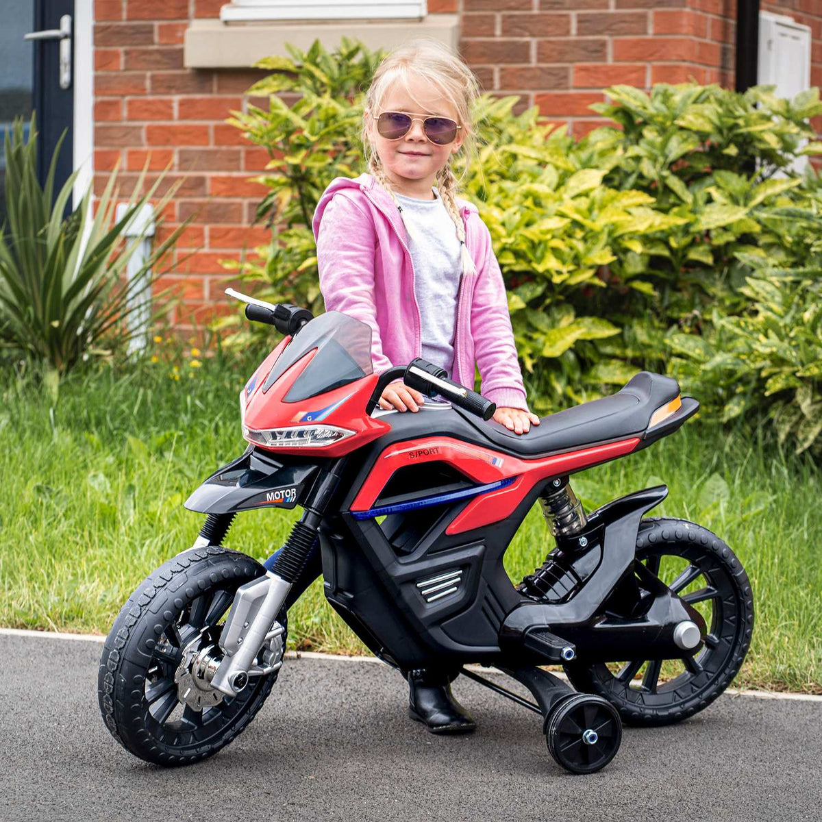 Children'S Electric Motorcycle Electric Motorcycle With Light, Music, Mp3, Training Wheels, 3 Km/H, For 3-6 Years