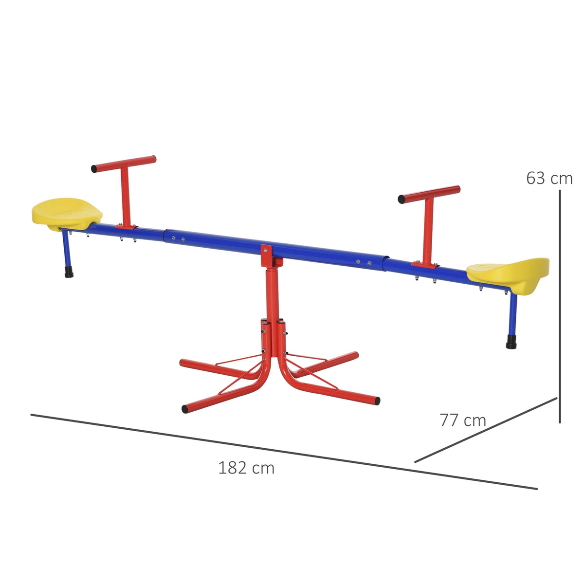 Children'S Garden Seesaw 360° Rotating Seesaw Carousel Seesaw For 3-8 Years Metal Multicolored 182 X 77 X 63 Cm