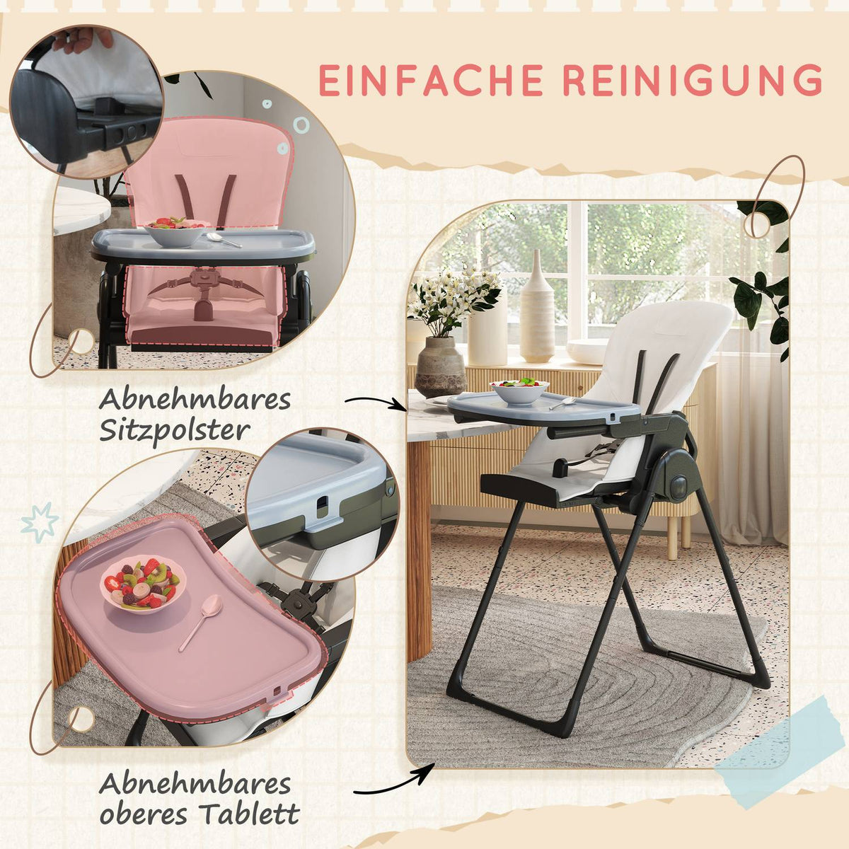 Children'S High Chair Baby High Chair Booster Seat Booster Seat Faux Leather Black 70X53X107Cm