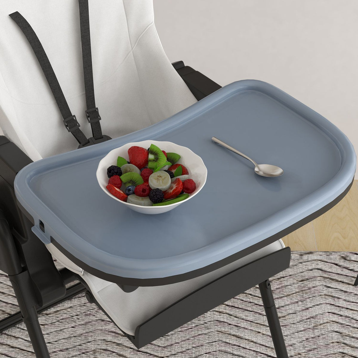 Children'S High Chair Baby High Chair Booster Seat Booster Seat Faux Leather Black 70X53X107Cm