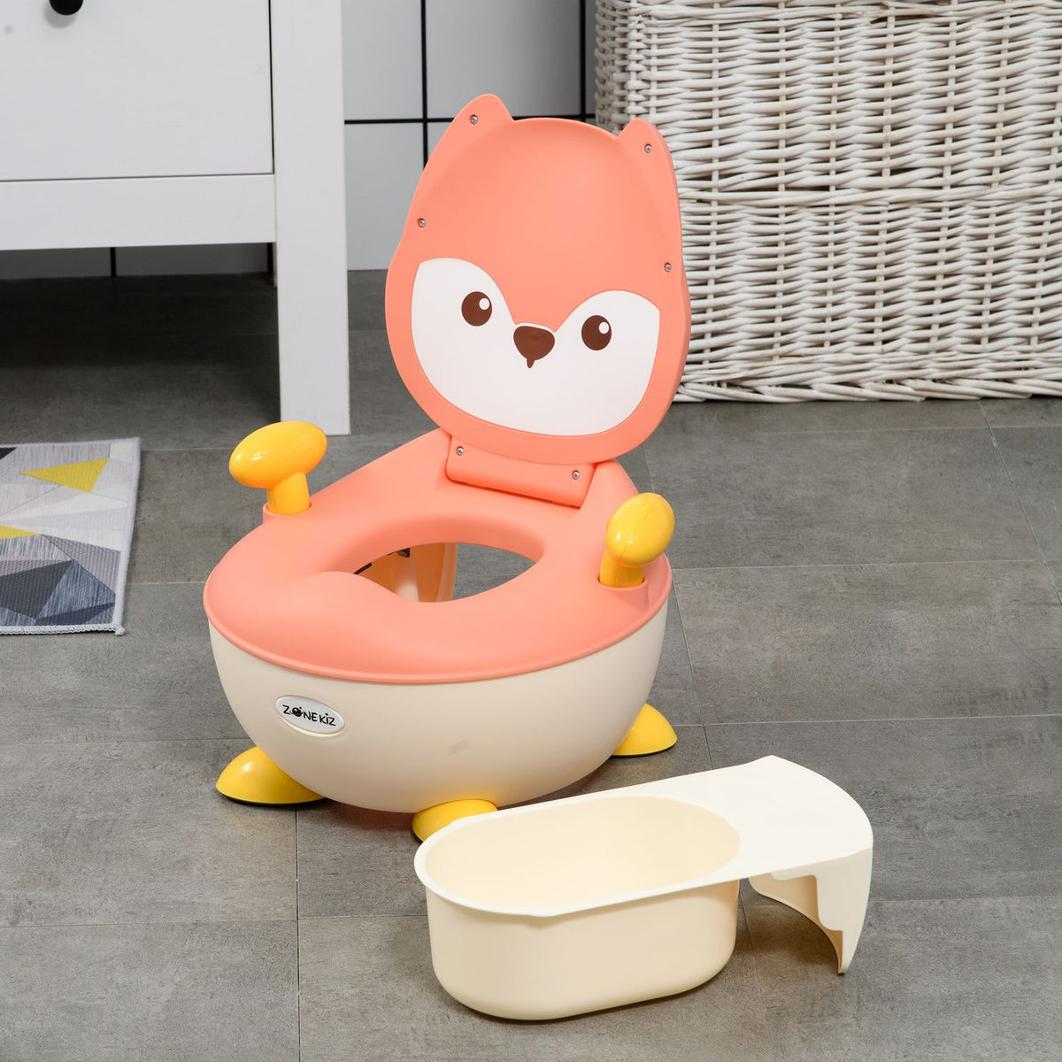 Children'S Potty Children'S Toilet In Fox Design, Baby Potty With Handle, Folding Lid, Non-Slip Potty Chair From 6 Months To 3 Years