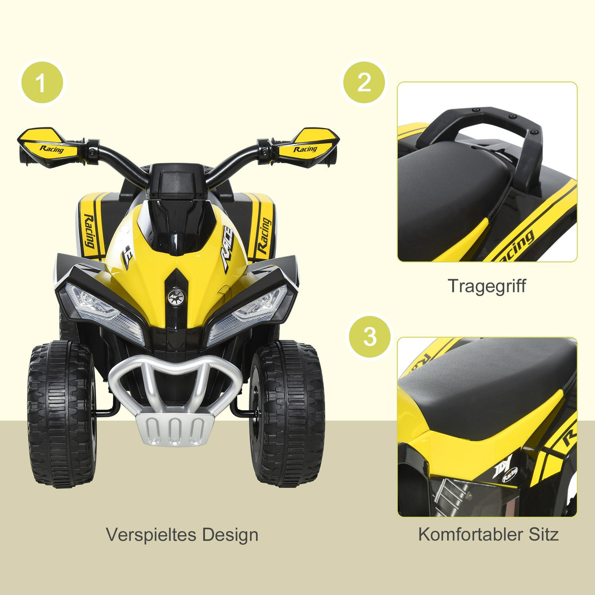 Children'S Ride-On Car Pedal Car With Feet Sliding Children'S Car Children'S Vehicle For 18-36 Months Light Music Plastic Steel Yellow 67.5 X 38 X 44 Cm