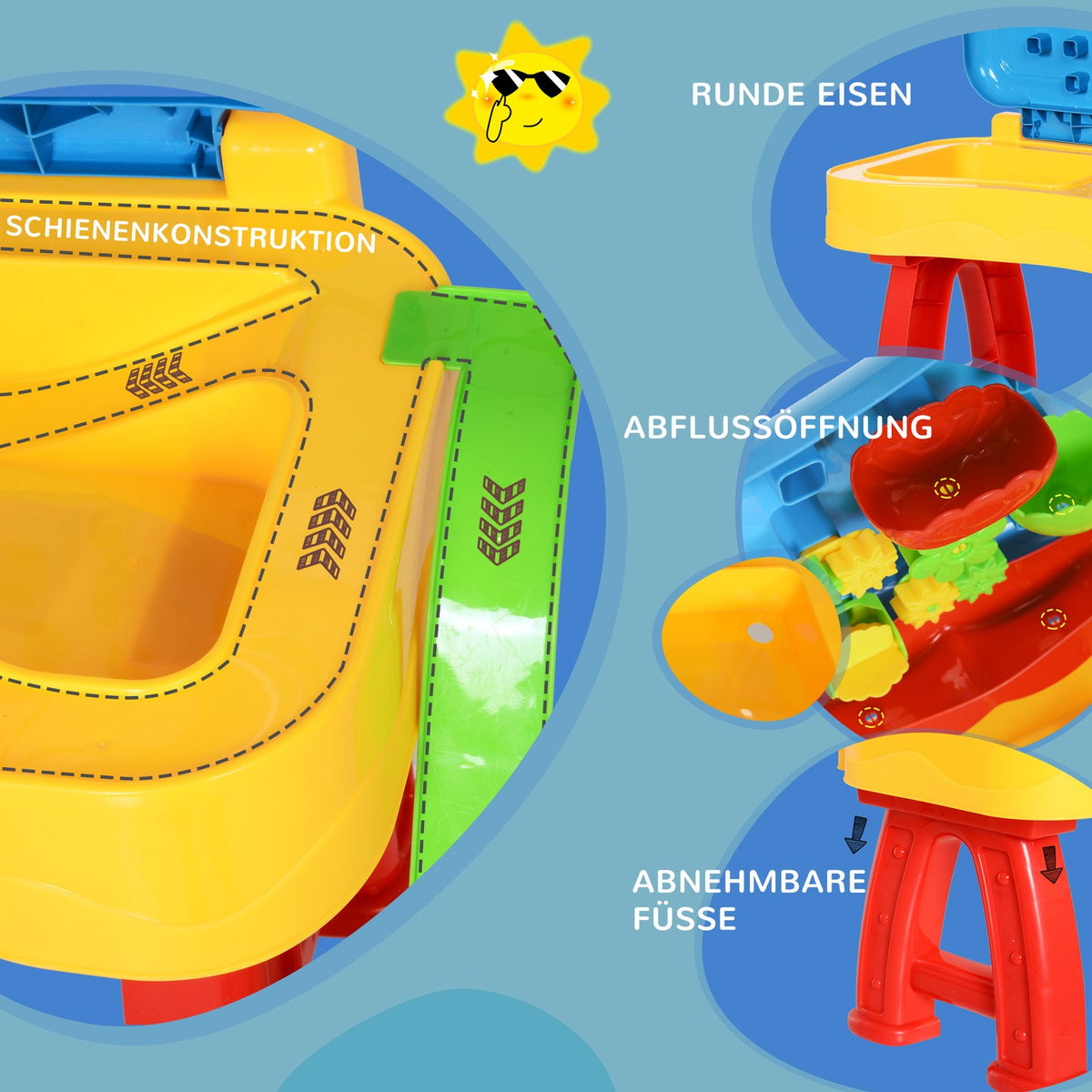 Children'S Sand And Water Play Table Sand Toys, Sandpit Table With 31 Pieces. Beach Toy Accessories, Ages 3 And Up