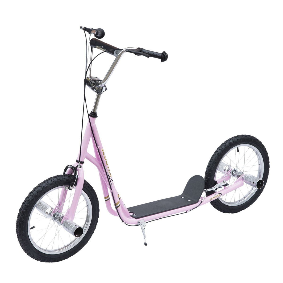 Children'S Scooter 16 Inch Scooter With Pneumatic Tires, Height-Adjustable Kick Scooter, Kick Scooter In Pink For Children Aged 5 And Over