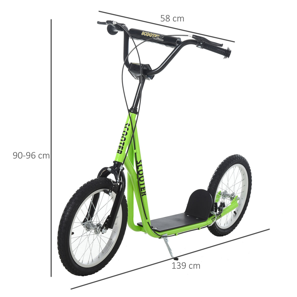 Children'S Scooter, City Scooter, Kick Scooter, Children'S Kickboard With Pneumatic Tires And Handbrake, Scooter For Children From 5 Years, 16 Inches