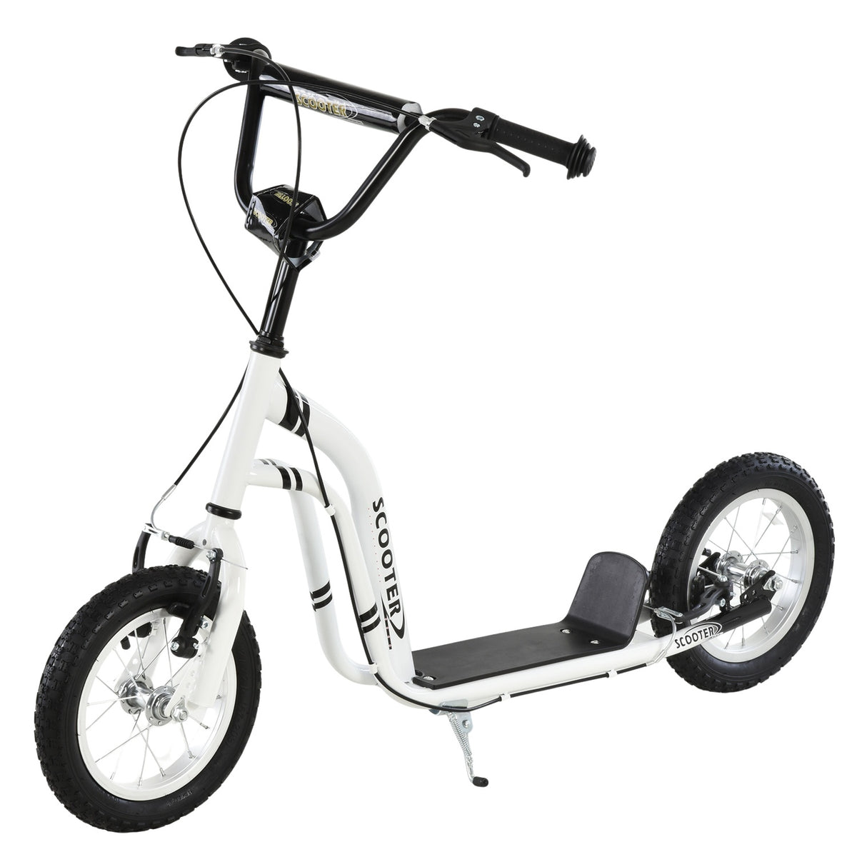 Children'S Scooter From 5 Years, Children'S Scooter, City Scooter With Pneumatic Tires, 12 Inches, Rubber, Aluminum, White