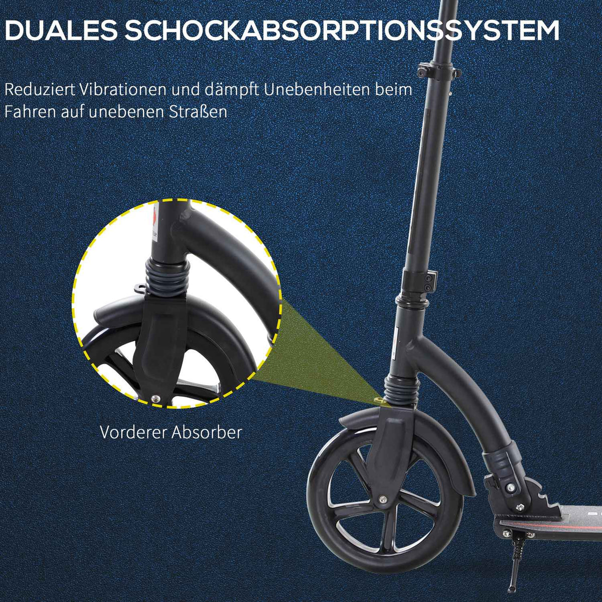 Children'S Scooter Kick Scooter With Shock Absorption, Foldable, Height Adjustable, From 14 Years, Aluminum, 92.5X37.5X87-101.5Cm