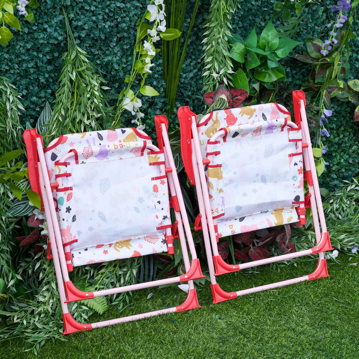 Children'S Seating Group, Camping Set, Garden Table, 2 Folding Chairs, Parasol, 3-5 Years, Red