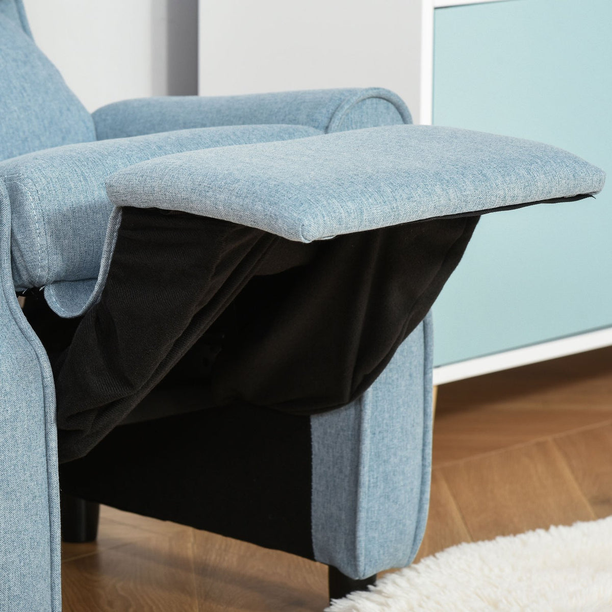 Children'S Sofa Children'S Couch With Adjustable Reclining Sofa & Footrest, Blue, For 3-5 Years, 58X53X70Cm