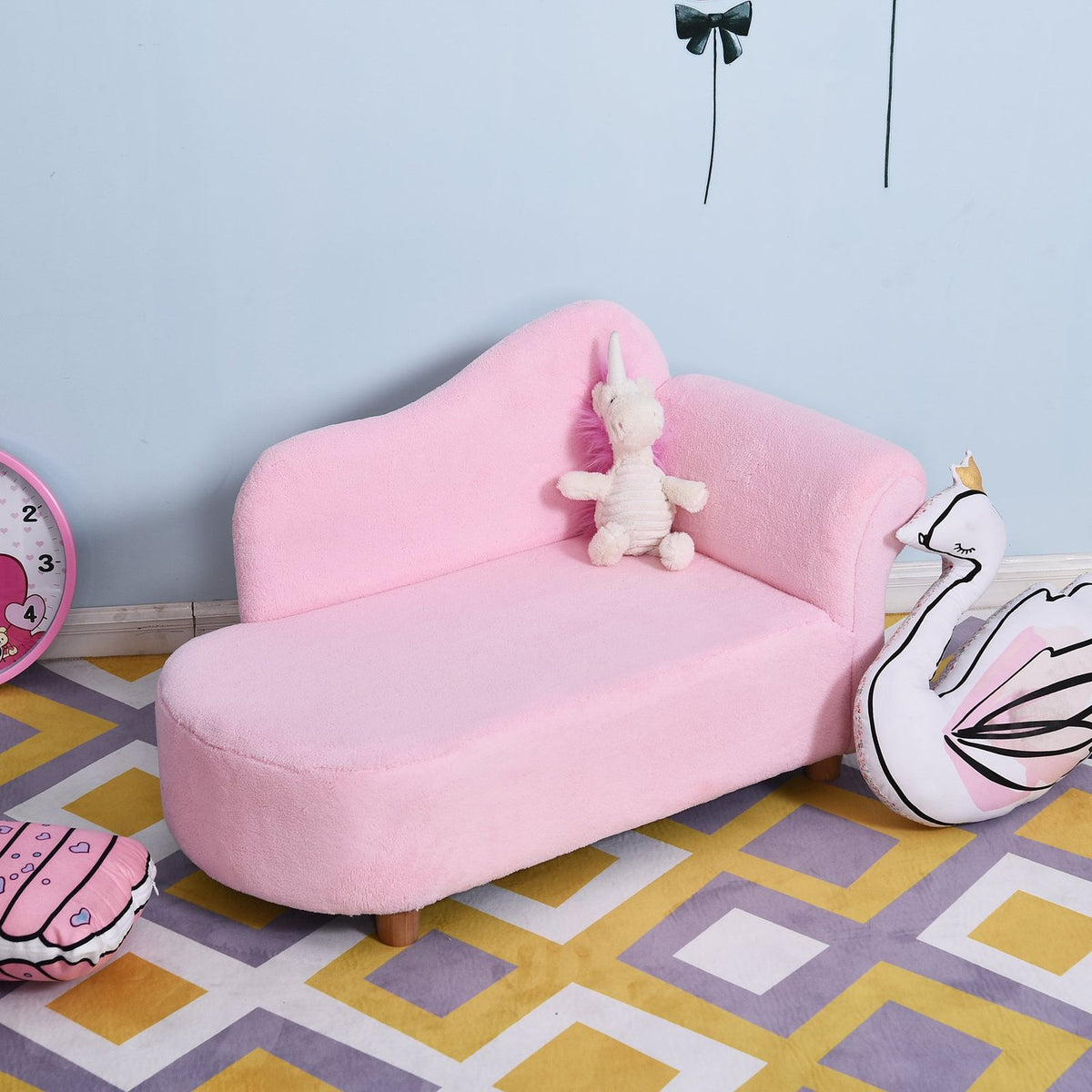 Children'S Sofa Mini Chaise Longue For Children, Comfortable And Stylish, Pink
