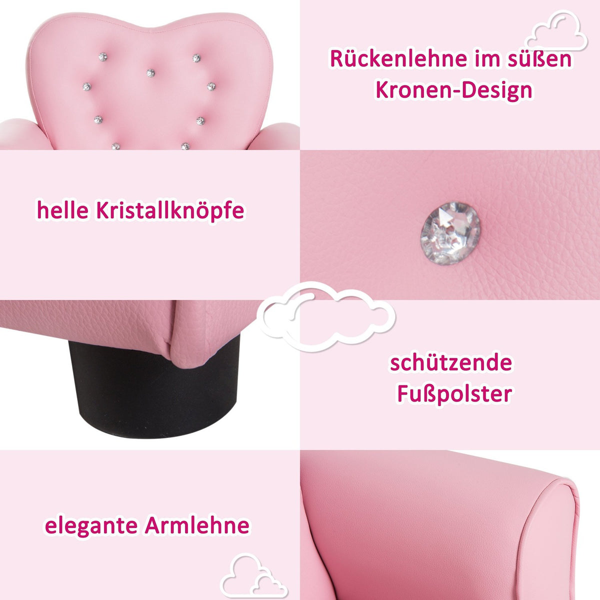 Children'S Sofa Princess Heart-Shaped Children'S Armchair In Pink, Cozy Children'S Room Sofa, L59Xw41.5Xh49Cm