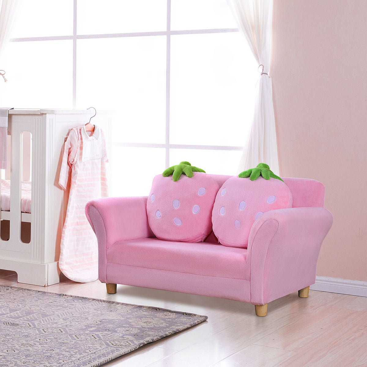 Children'S Sofa Strawberry Cozy Sofa & Armchair For Children'S Room, Soft Sofa, Double Sofa, Single Sofa, Children'S Chair