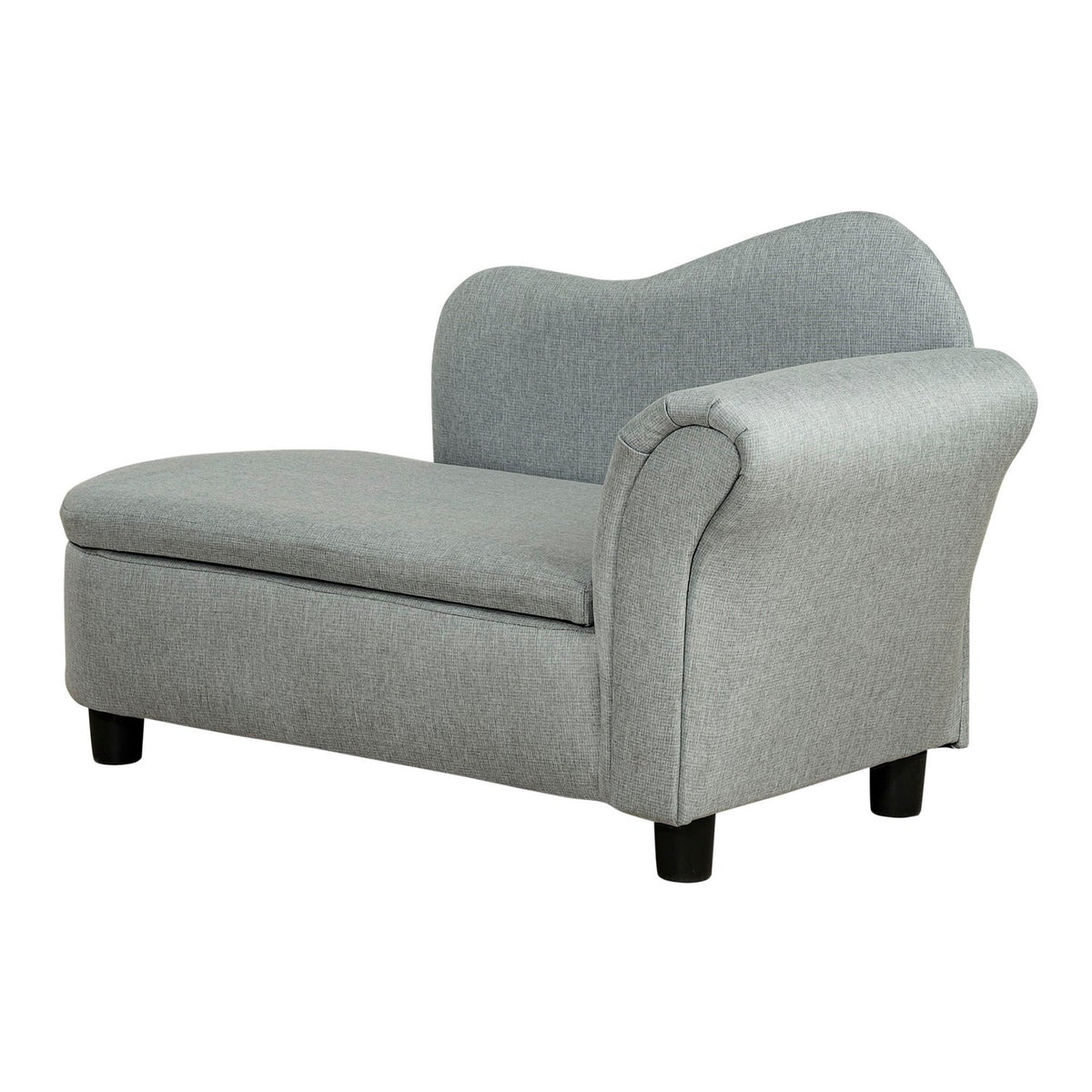 Children'S Sofa With Storage Space In Light Gray Chaise Longue, Solid Wood, 80X40X49Cm, For Children 1.5-3 Years