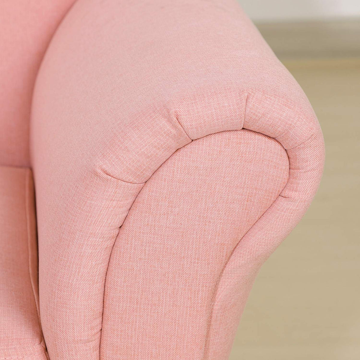 Children'S Sofa With Storage Space In Pink Sofa Bed In Linen Look, Solid Wood, 80X40X49Cm, For Children 3-5 Years