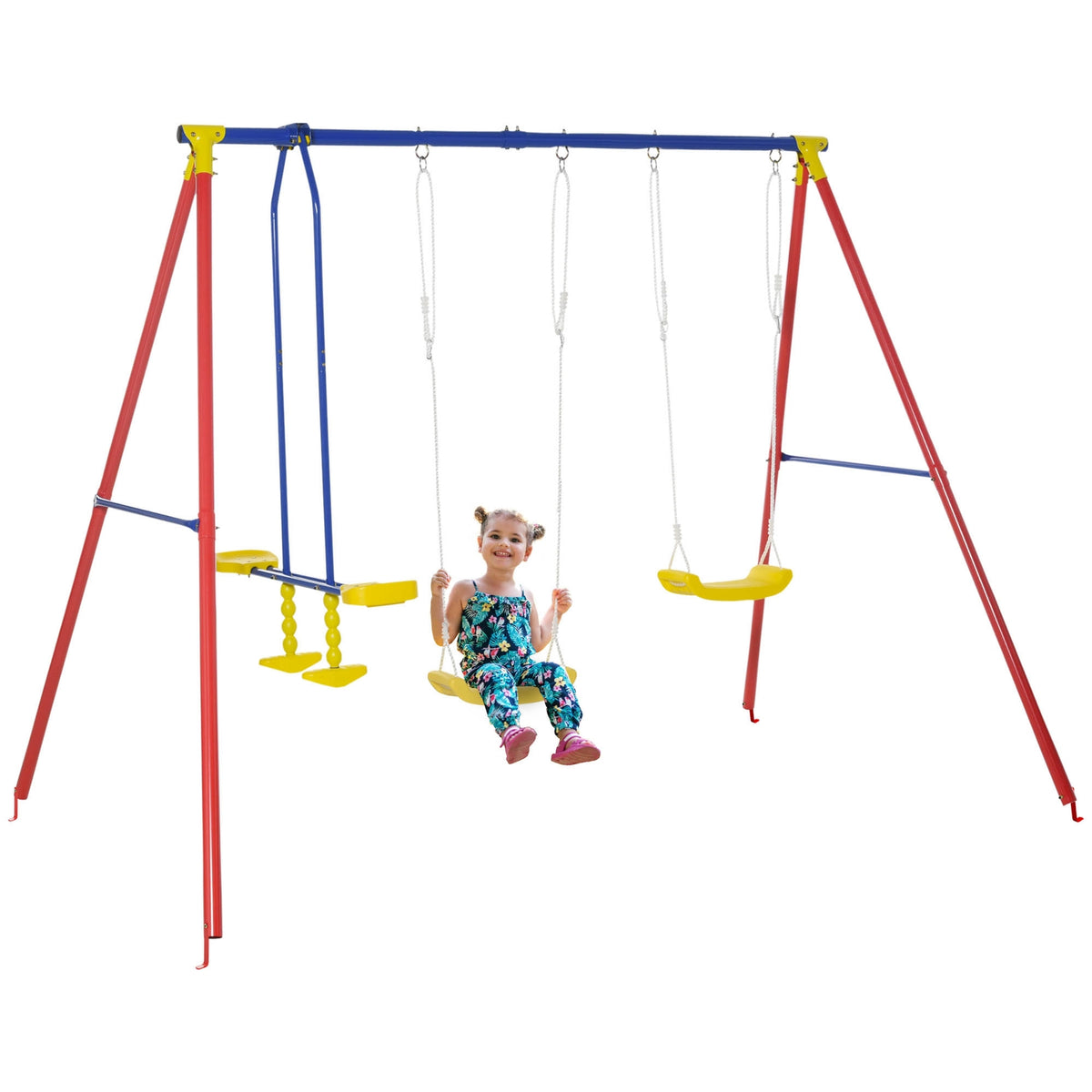 Children'S Swing 2 Swings Rocker Height Adjustable 3-5 Years 290X180X196Cm