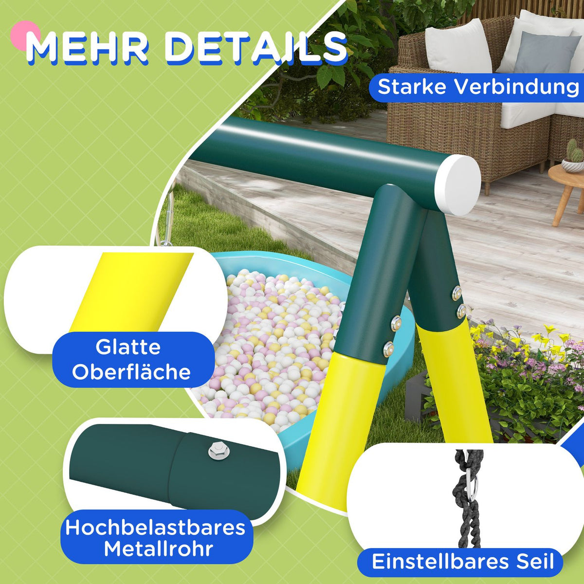 Children'S Swing Set 4 In 1 Swing Frame With 2 Swings, Basketball Hoop, Climbing Ladder, Steel, Yellow, For 3-8 Years