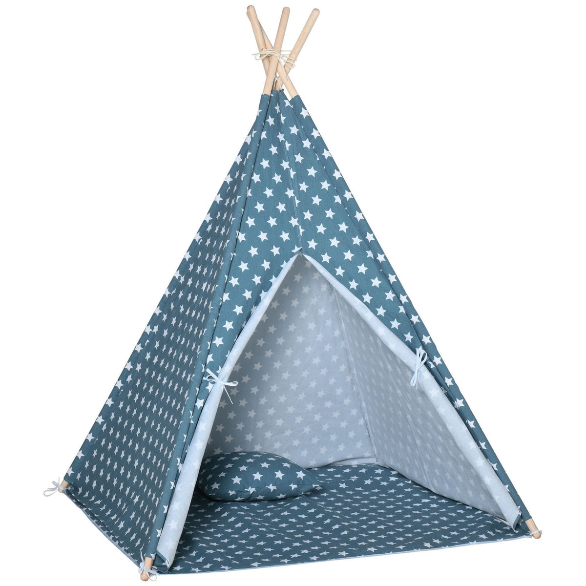 Children'S Tent Tipi Indoor Outdoor Foldable Children'S Room Blue 120X120X155Cm