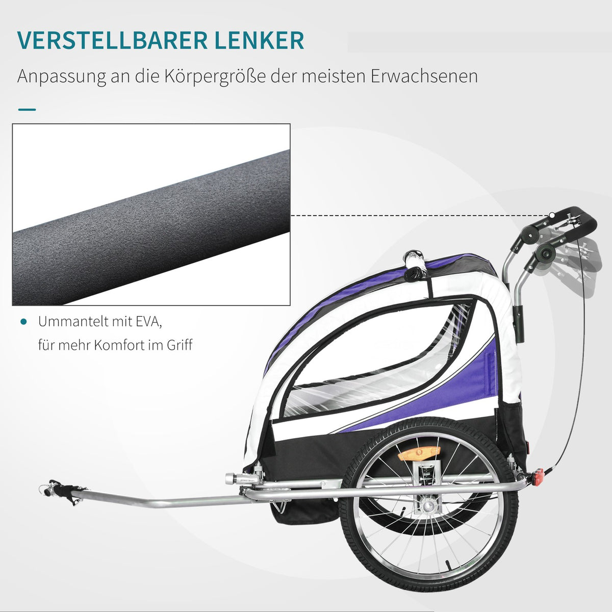 Children'S Trailer Children'S Trailer Bicycle Trailer For 2 Children With Rain Cover Breathable Purple + Black 155 X 88 X 108 Cm
