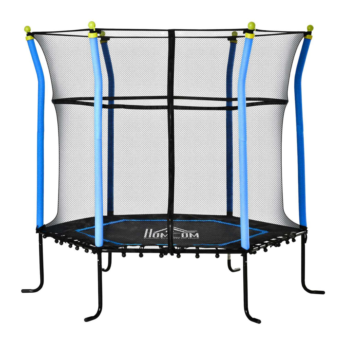 Children'S Trampoline 5.3Ft Garden Trampoline With Safety Net And Edge Cover, Rubber Rope, Blue, 163.5H Cm, Up To 60 Kg