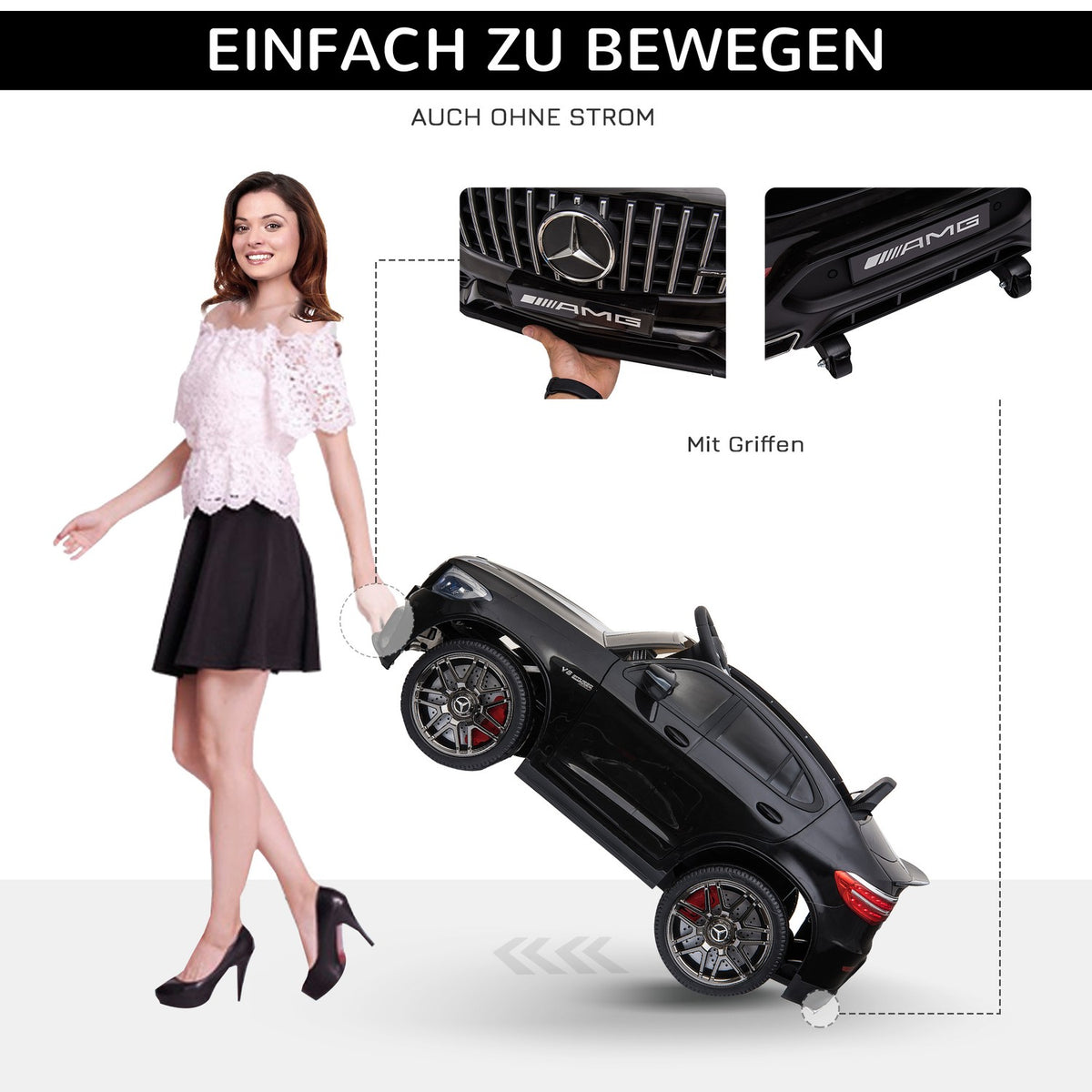 Children'S Vehicle Mercedes-Benz Amg Gla45 Licensed Electric Car With Remote Control 2 X 35W Motors Mp3 Seat Belt 37-60 Months Black