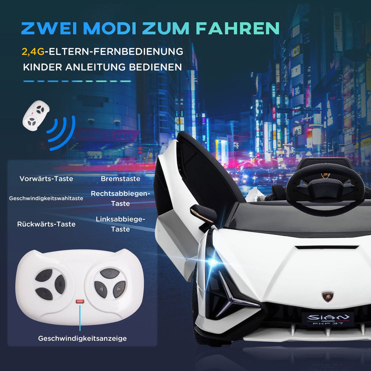 Children'S Vehicle Sian Suv 2 Driving Modes, Electric Car With Remote Control, Extra Wide Tires, Music (Mp3/Usb), Light, 37-60 Months