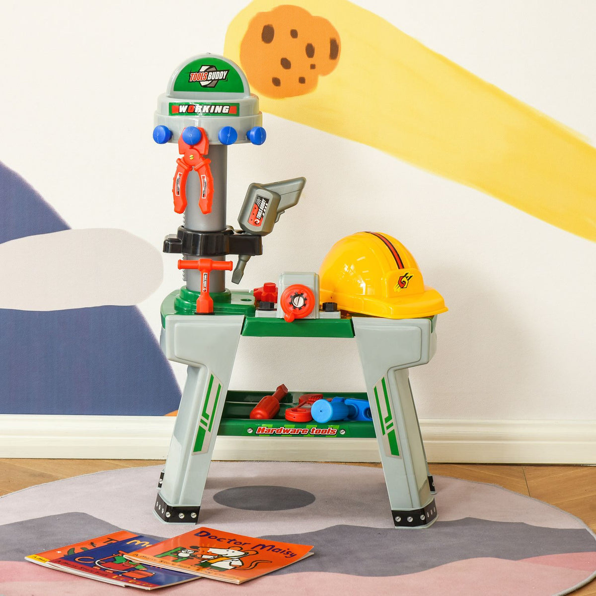 Children'S Workbench With Tool Work Table, 37 Accessories, Role Play Toy, From 3 Years, 44X26X71Cm