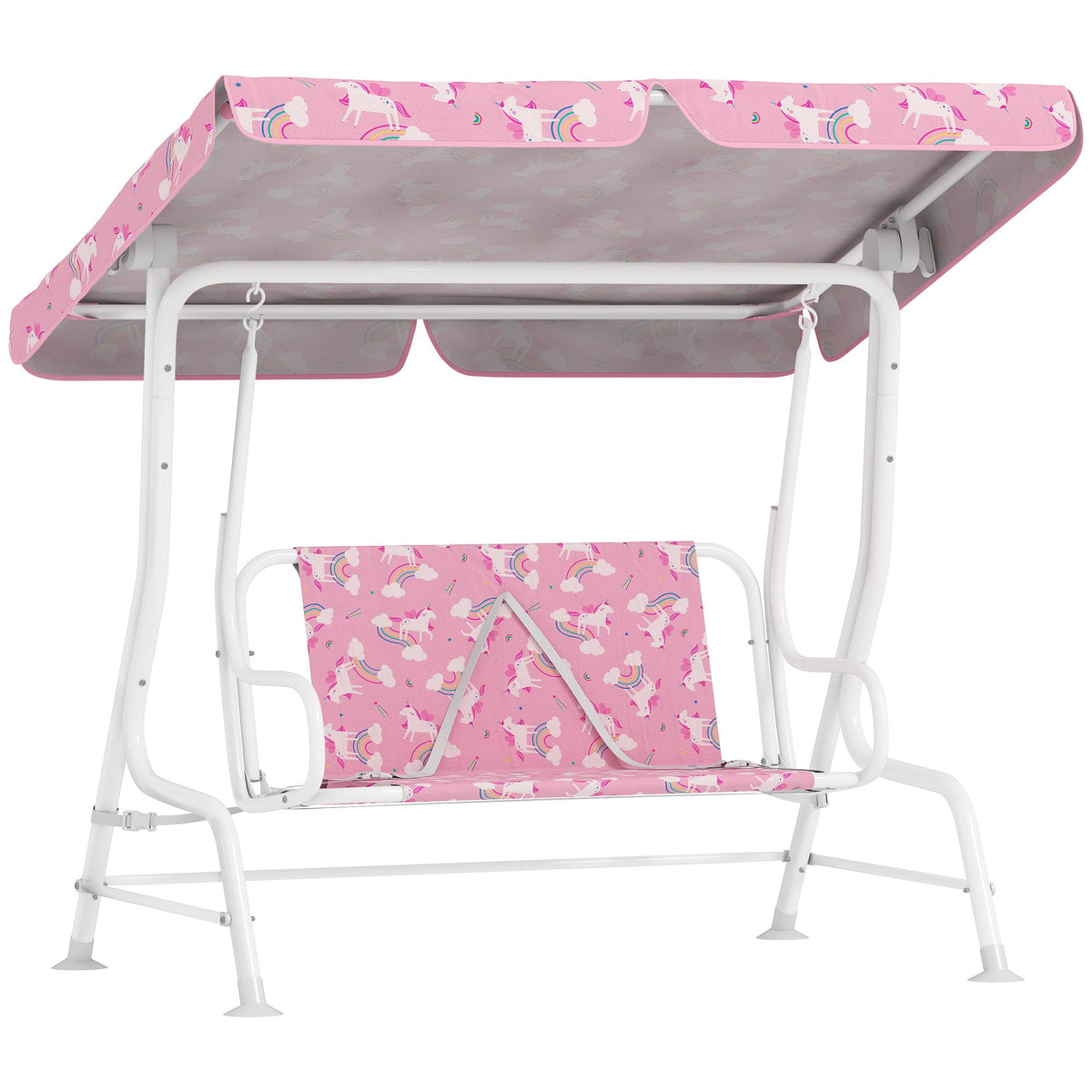 Children's 2-Seater Swing with Adjustable Canopy, Pink