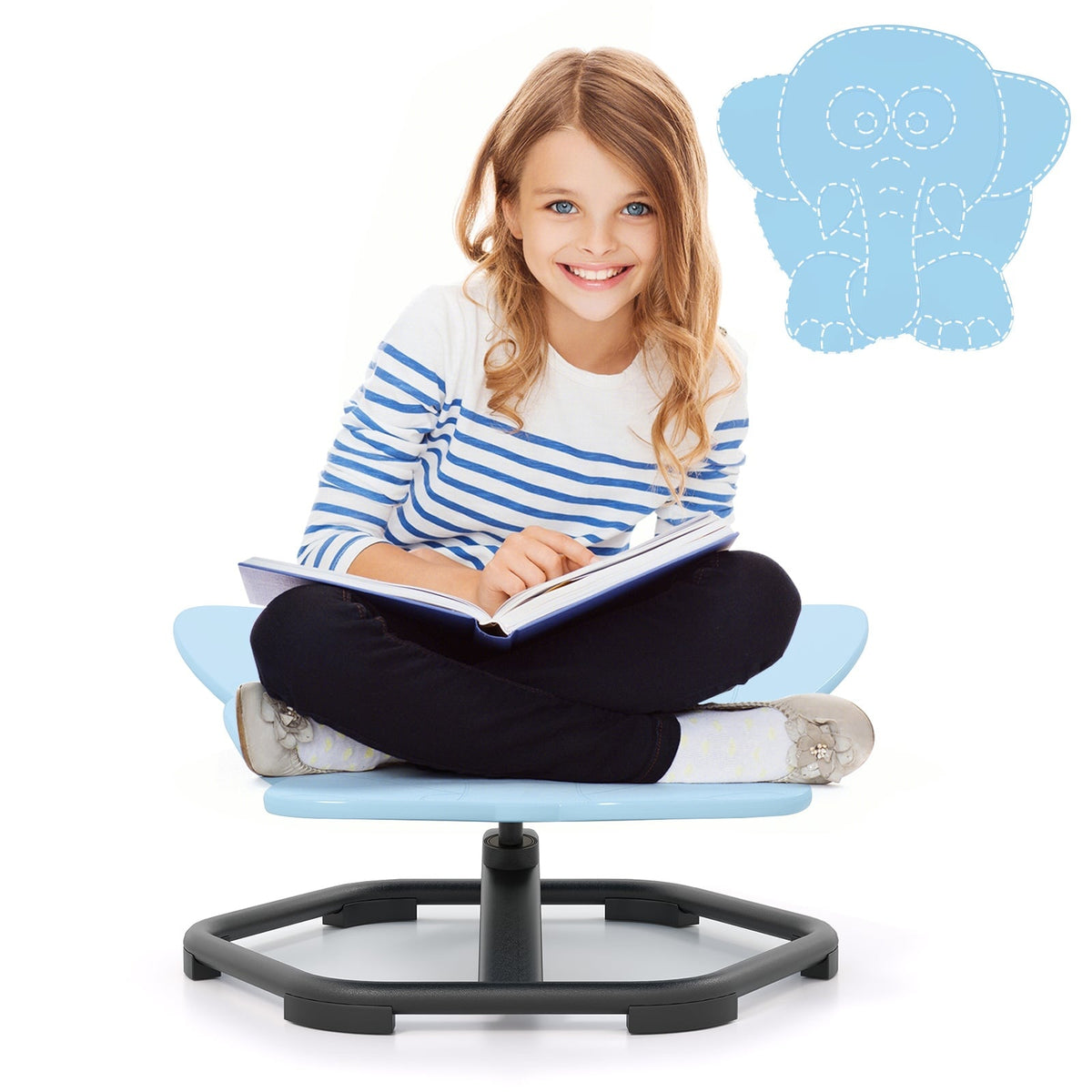Children's 360 Sensory Swivel Chair – Blue Elephant