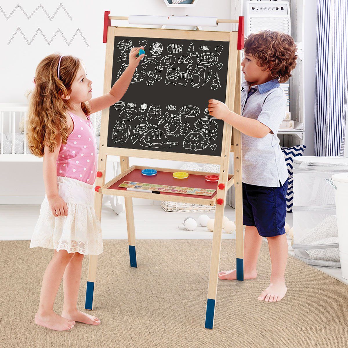 Children's 3-in-1 Adjustable Easel with Magnetic Whiteboard