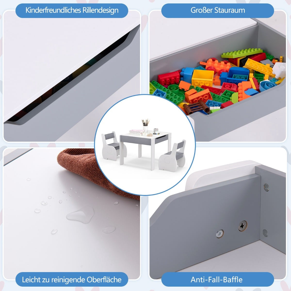 Children's 4-in-1 Activity Table Set with Storage