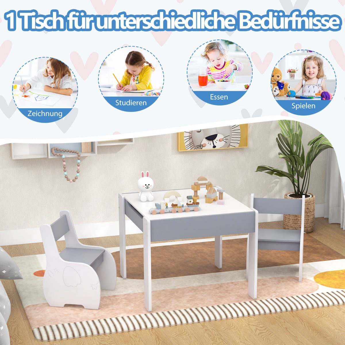 Children's 4-in-1 Activity Table Set with Storage